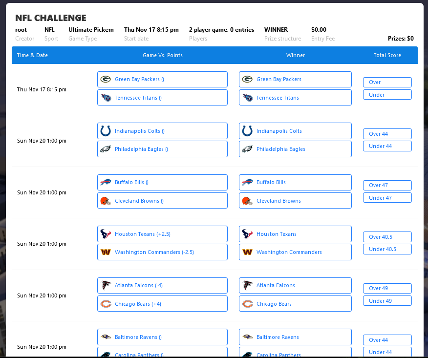 Victorious Club Fantasy Sports Ultimate Pick Em Game Type